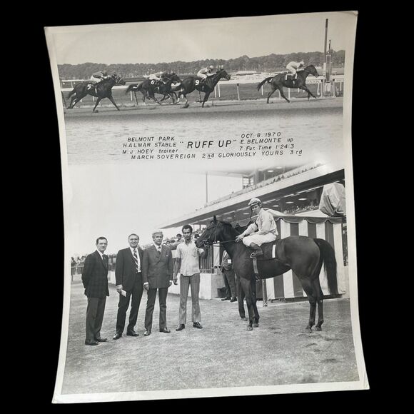 Other - Vintage 1970 Belmont Park Horse Racing Photo Ruff Up Winner’s Circle